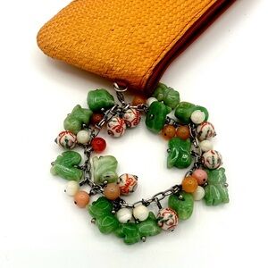 Rattafia clutch with Jade Chinese Horoscope Figures Attachable Bracelet Handle